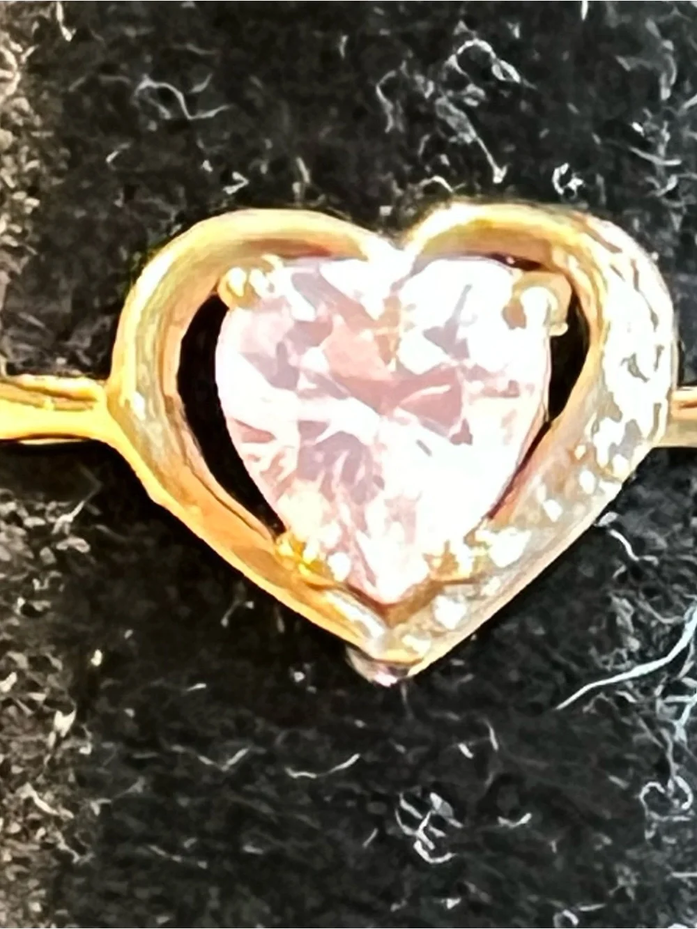 10 k gold Pink Heart Crystal Ring with Pink Heart Drop Earrings PRICE IS FIRM